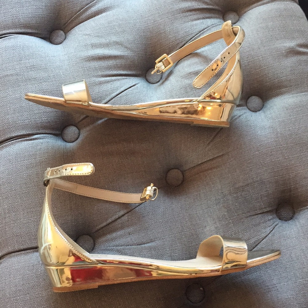 Aldo gold low wedge sandal